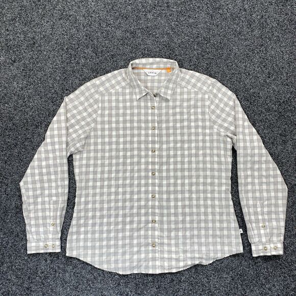 Orvis Teal Shirt Button Checkered Roll-Tab Sleeves #2TK9 Shirt Size Large - Picture 1 of 8